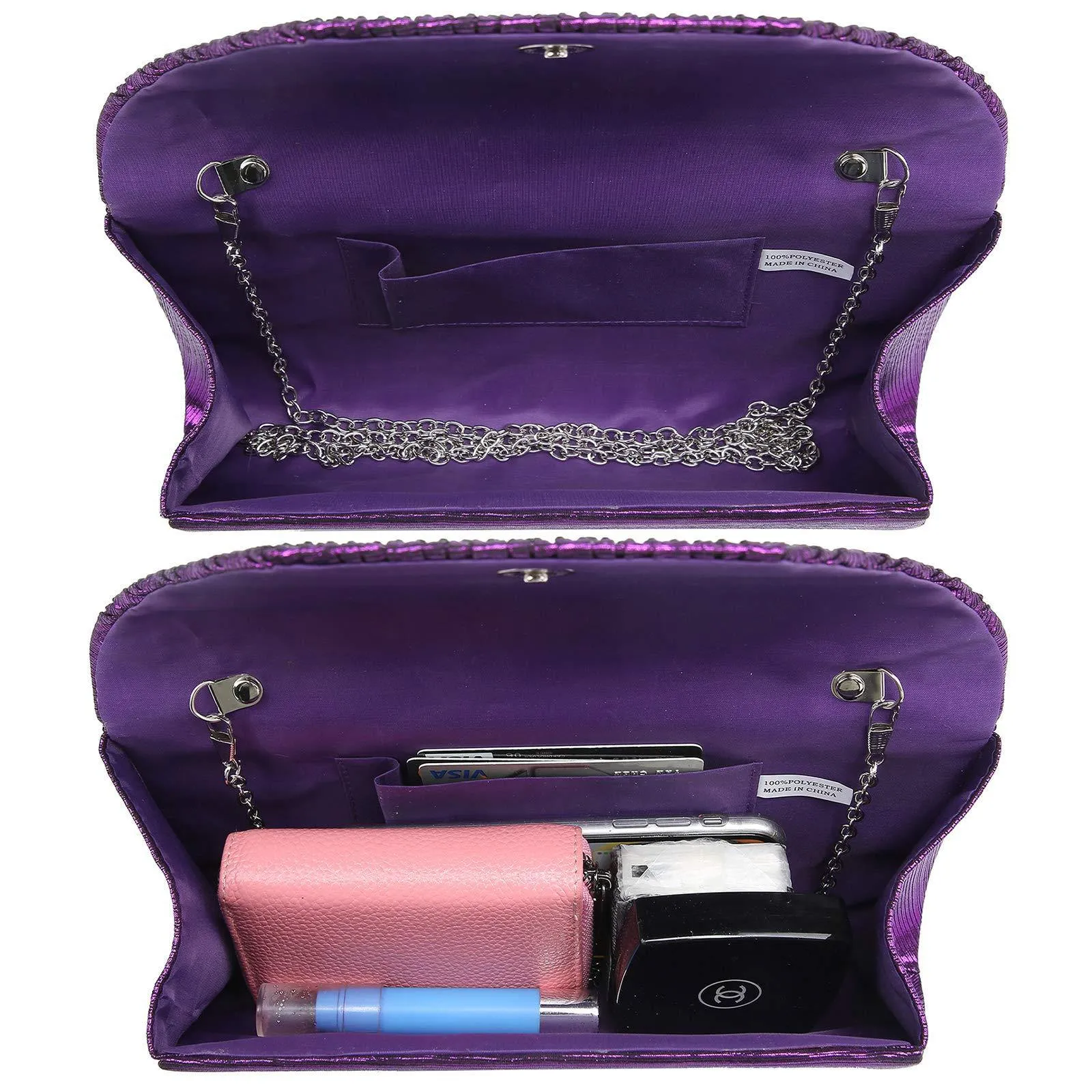 Women Glitter Rhinestone Wedding Evening Purse Envelope Clutch Dasein