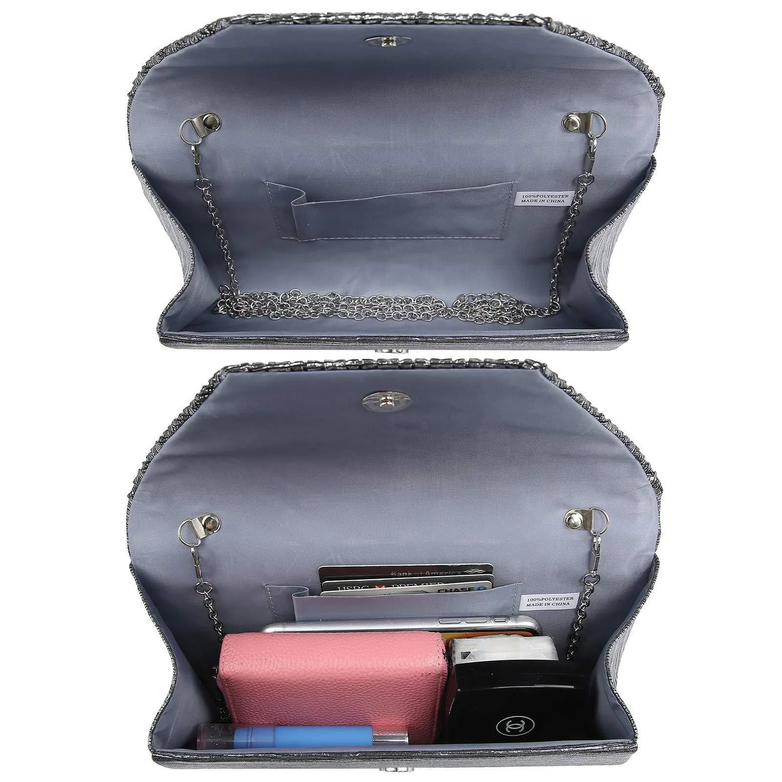 Women Glitter Rhinestone Wedding Evening Purse Envelope Clutch Dasein