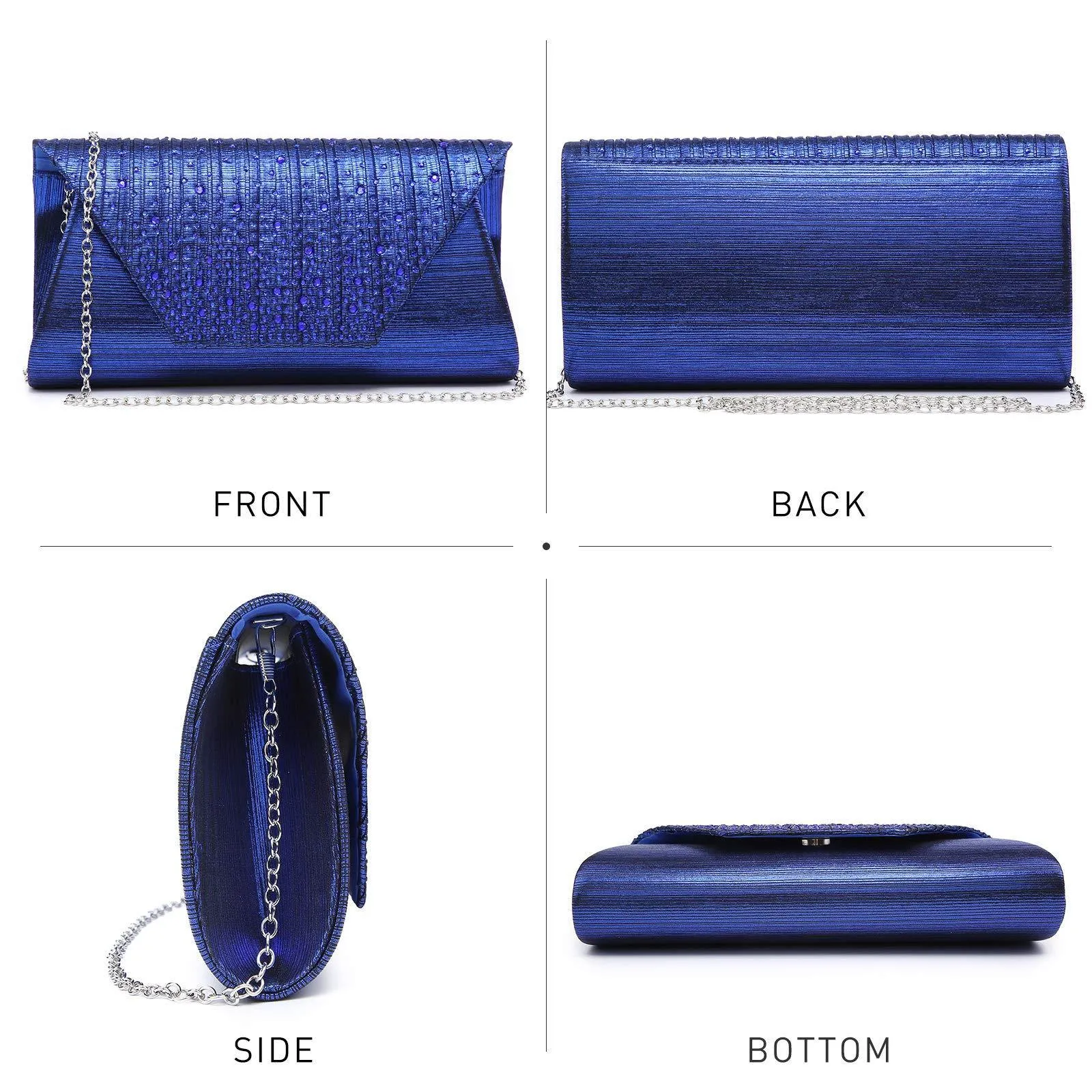 Women Glitter Rhinestone Wedding Evening Purse Envelope Clutch Dasein