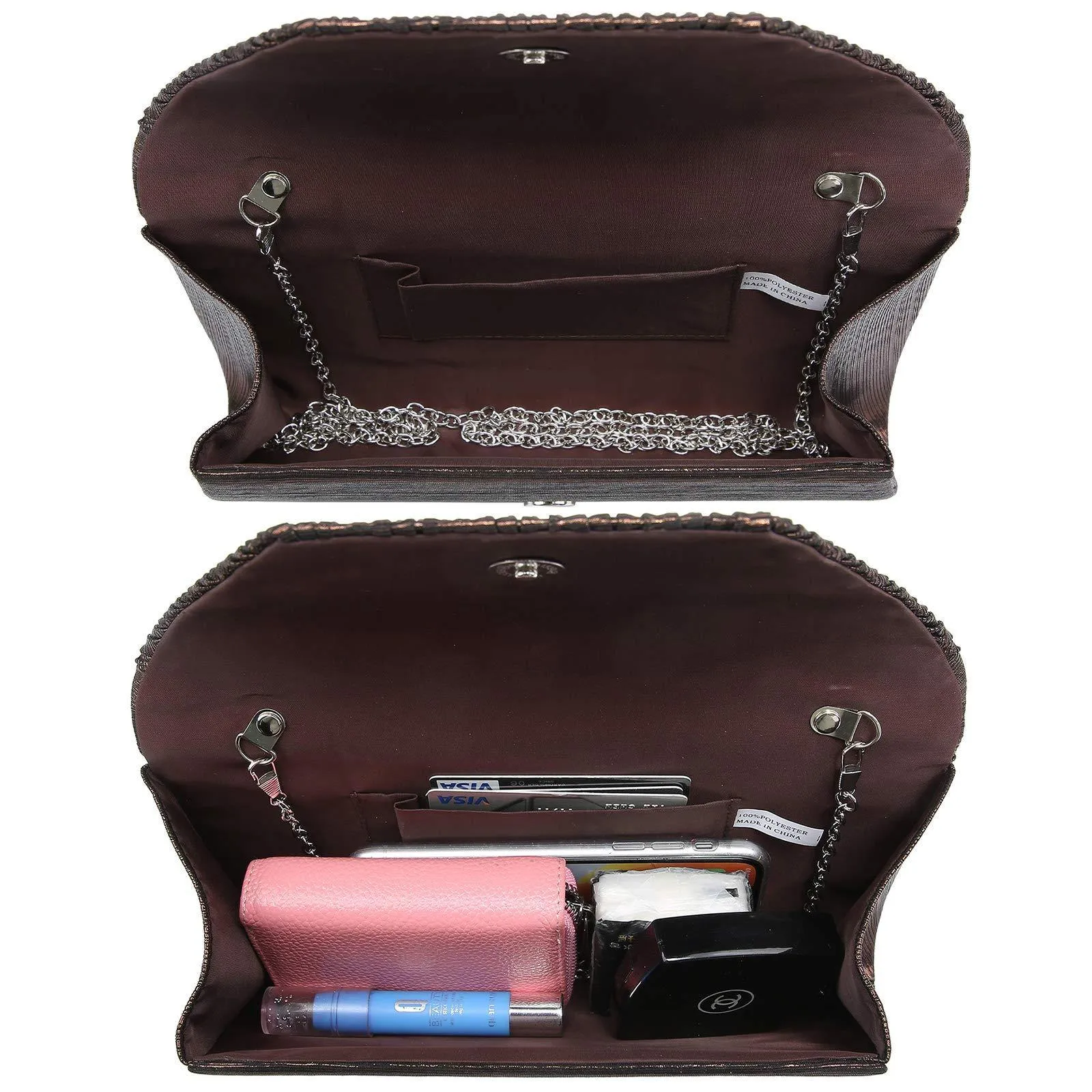 Women Glitter Rhinestone Wedding Evening Purse Envelope Clutch Dasein