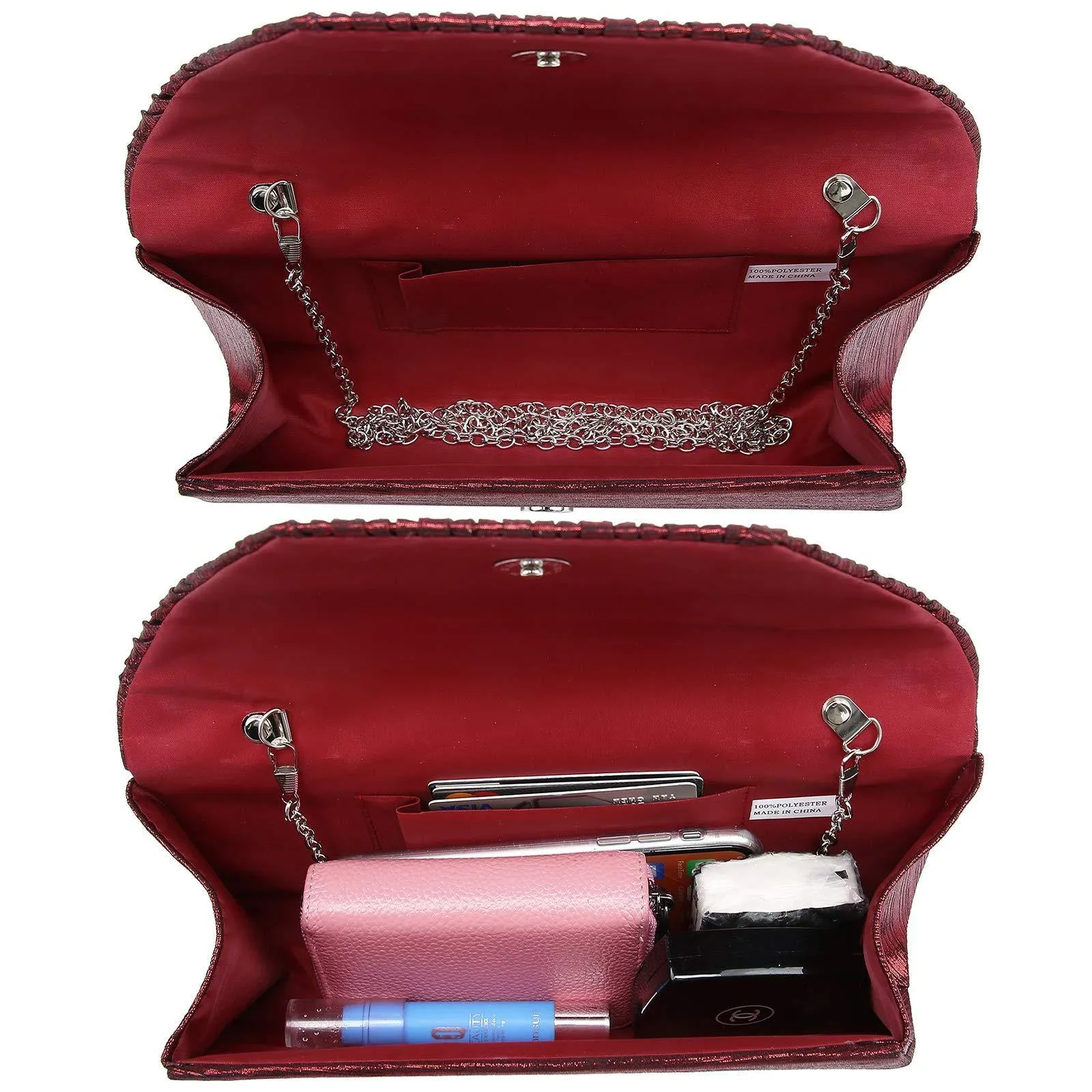Women Glitter Rhinestone Wedding Evening Purse Envelope Clutch Dasein