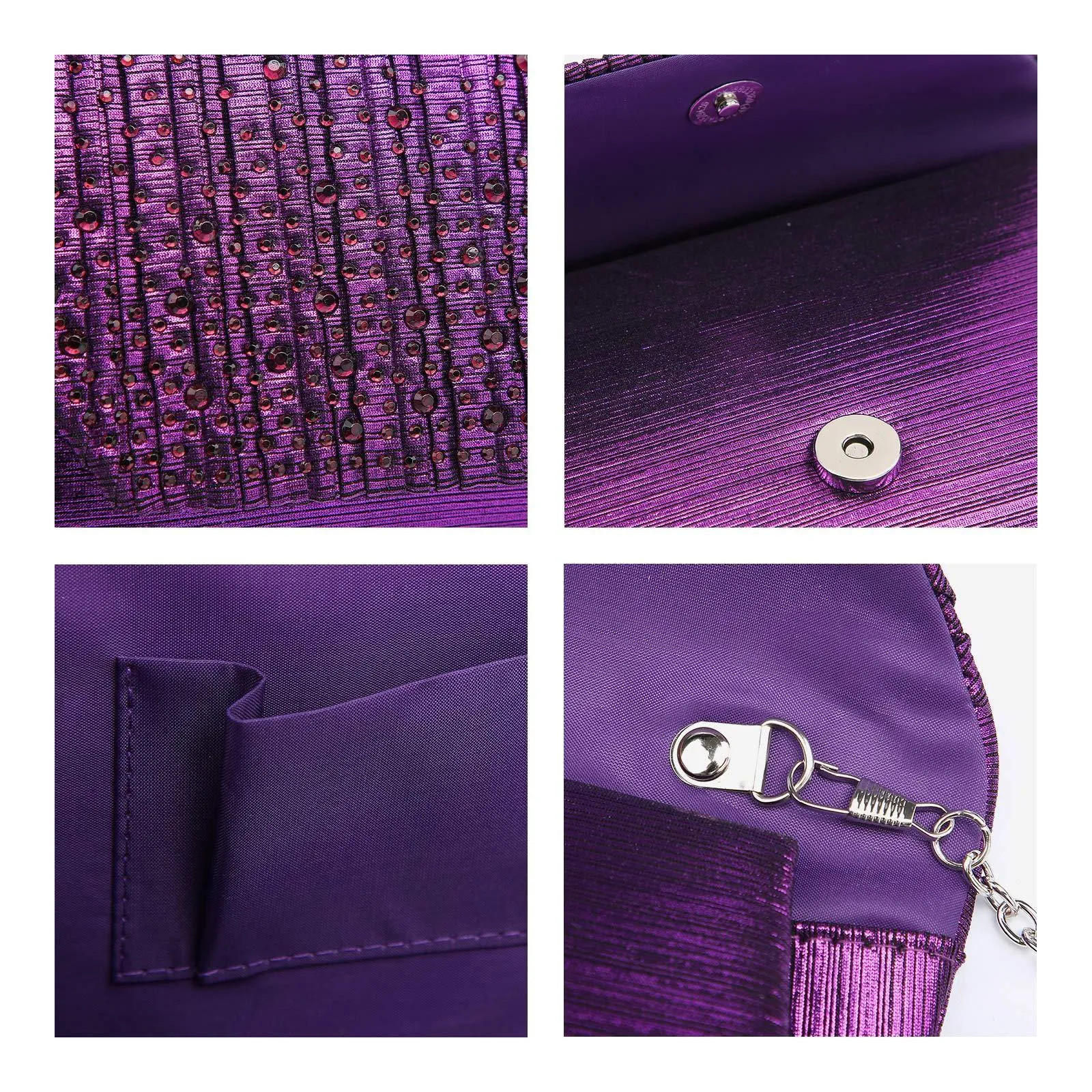 Women Glitter Rhinestone Wedding Evening Purse Envelope Clutch Dasein