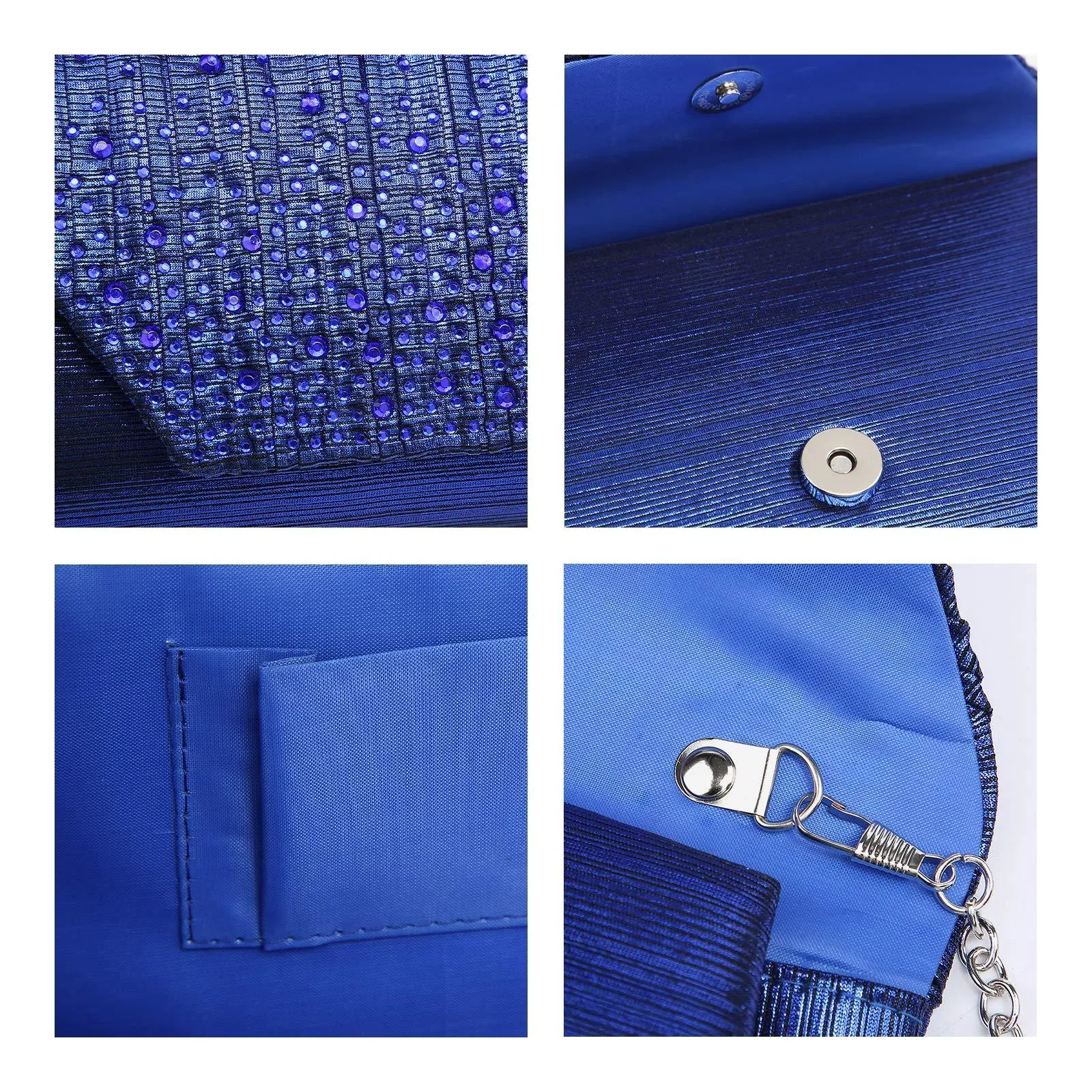 Women Glitter Rhinestone Wedding Evening Purse Envelope Clutch Dasein
