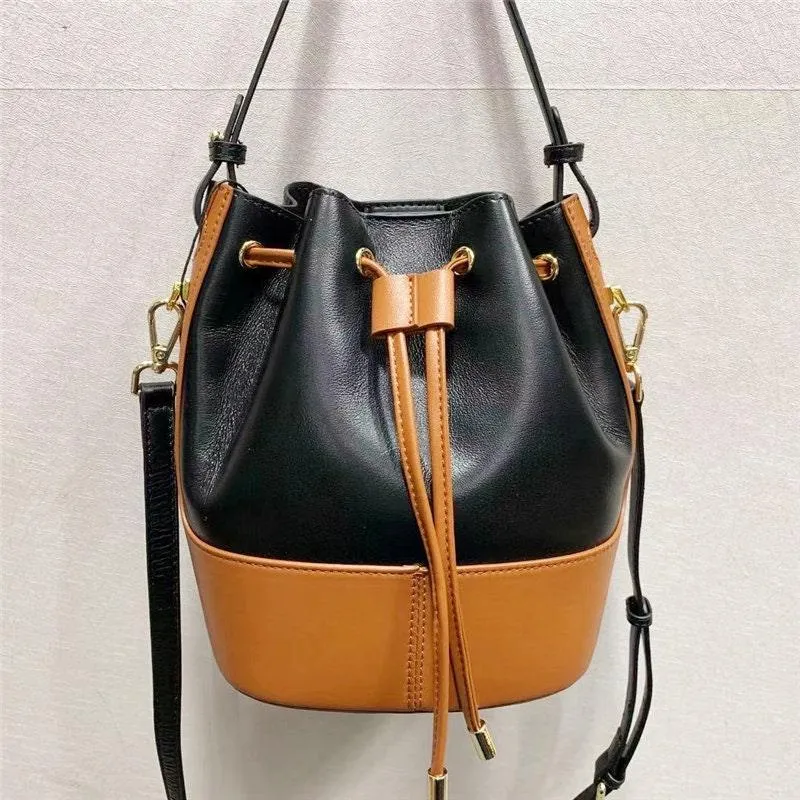Women Leather Bucket Bag, Women Chic Distressed Leather Shoulder Bag, Women Leather Crossbody dark brown and Black Bucket Women Pouch Bag