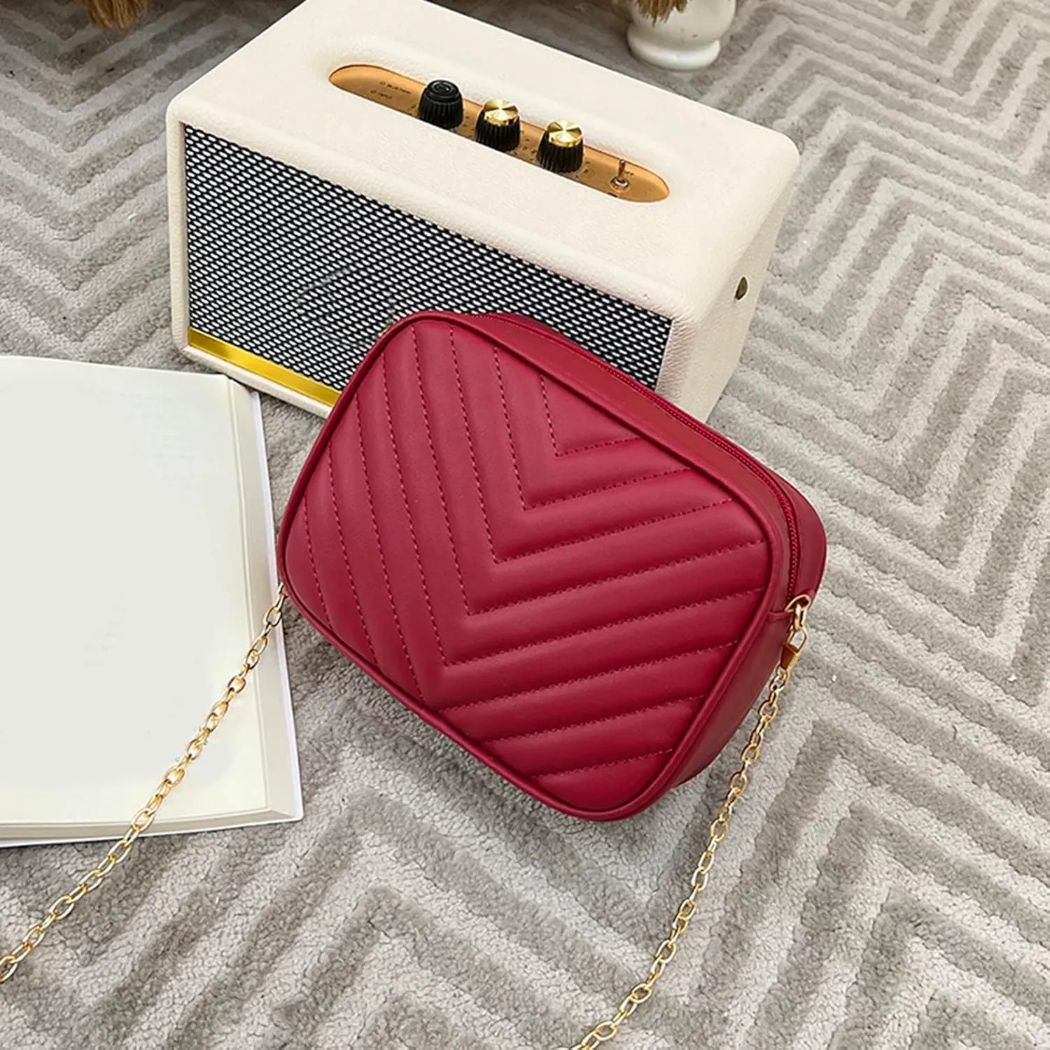 Women Messenger Bag Fashion Simple Trend Chain Shoulder Bag Purse Practical Messenger Bags for Girls (One Size)