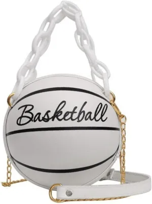 Women Shoulder Bag Chain Basketball Shaped Purse Round Body Handbag Oversized Clutch for Women