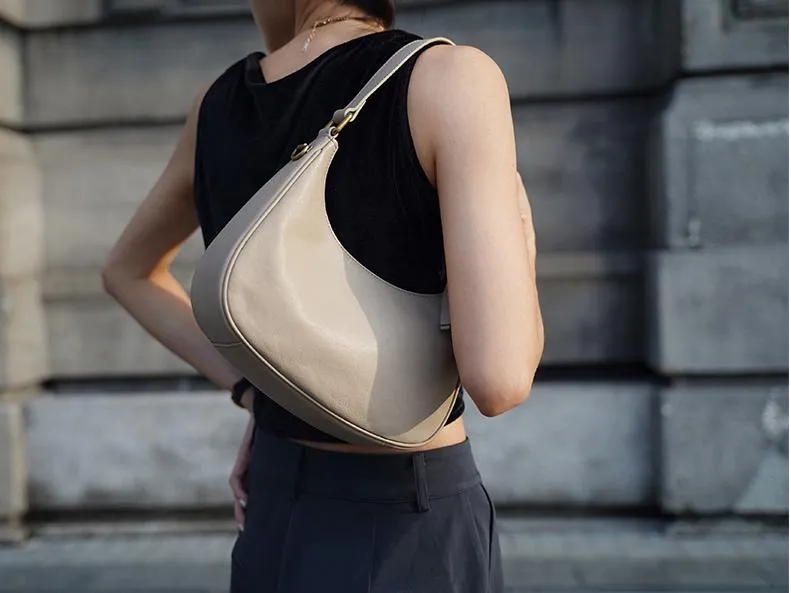 Women's Black Leather Underarm Bag Leather Underarm Crossbody Bag
