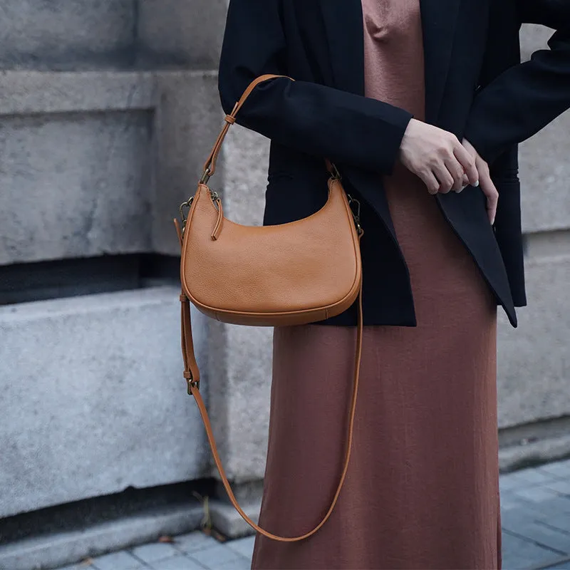 Women's Black Leather Underarm Bag Leather Underarm Crossbody Bag
