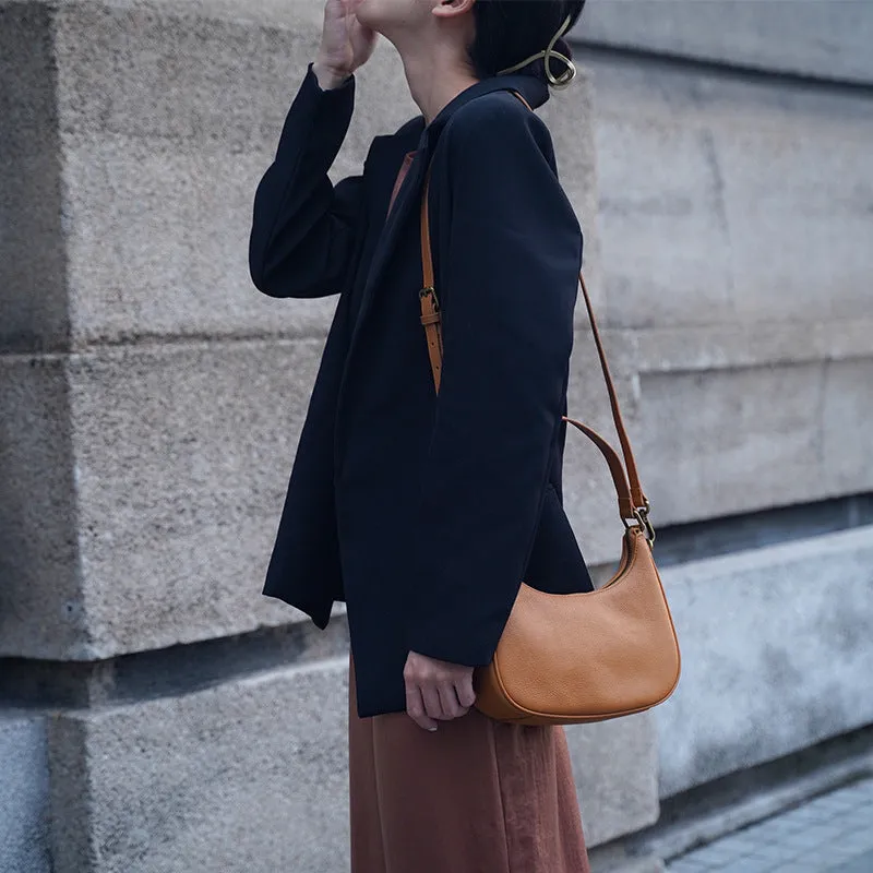 Women's Black Leather Underarm Bag Leather Underarm Crossbody Bag