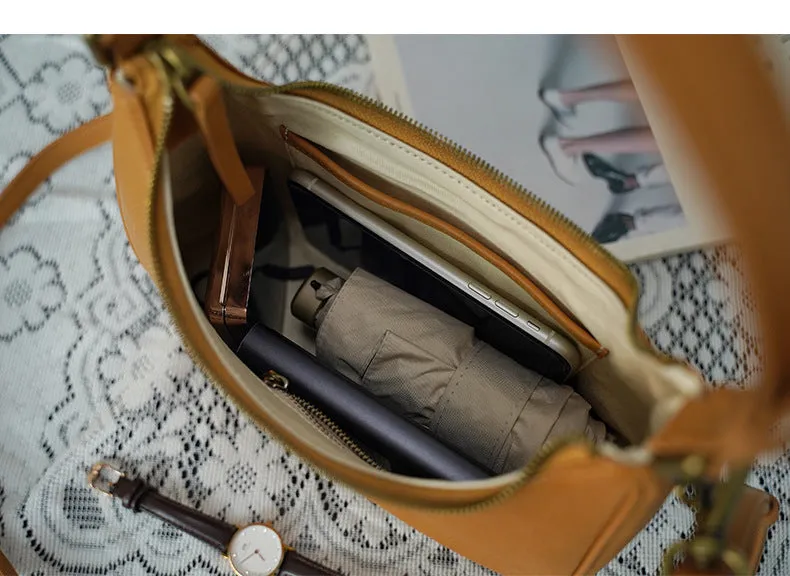 Women's Black Leather Underarm Bag Leather Underarm Crossbody Bag