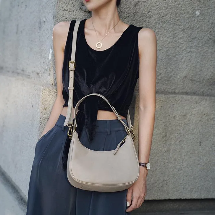 Women's Black Leather Underarm Bag Leather Underarm Crossbody Bag