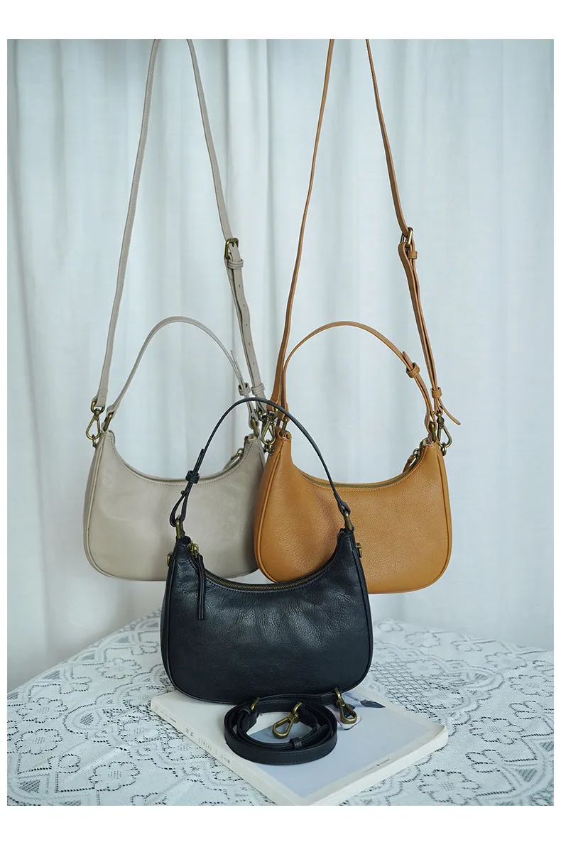 Women's Black Leather Underarm Bag Leather Underarm Crossbody Bag