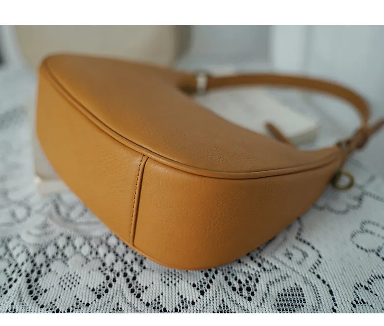 Women's Black Leather Underarm Bag Leather Underarm Crossbody Bag