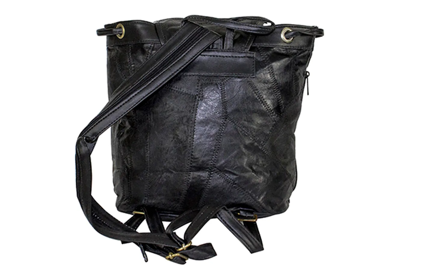 Womens Black Patchwork Leather Shoulder Bag