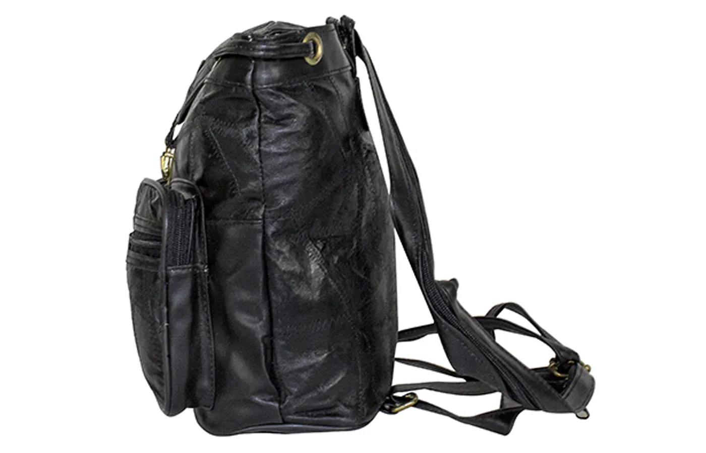 Womens Black Patchwork Leather Shoulder Bag