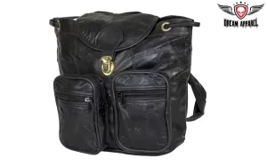 Womens Black Patchwork Leather Shoulder Bag