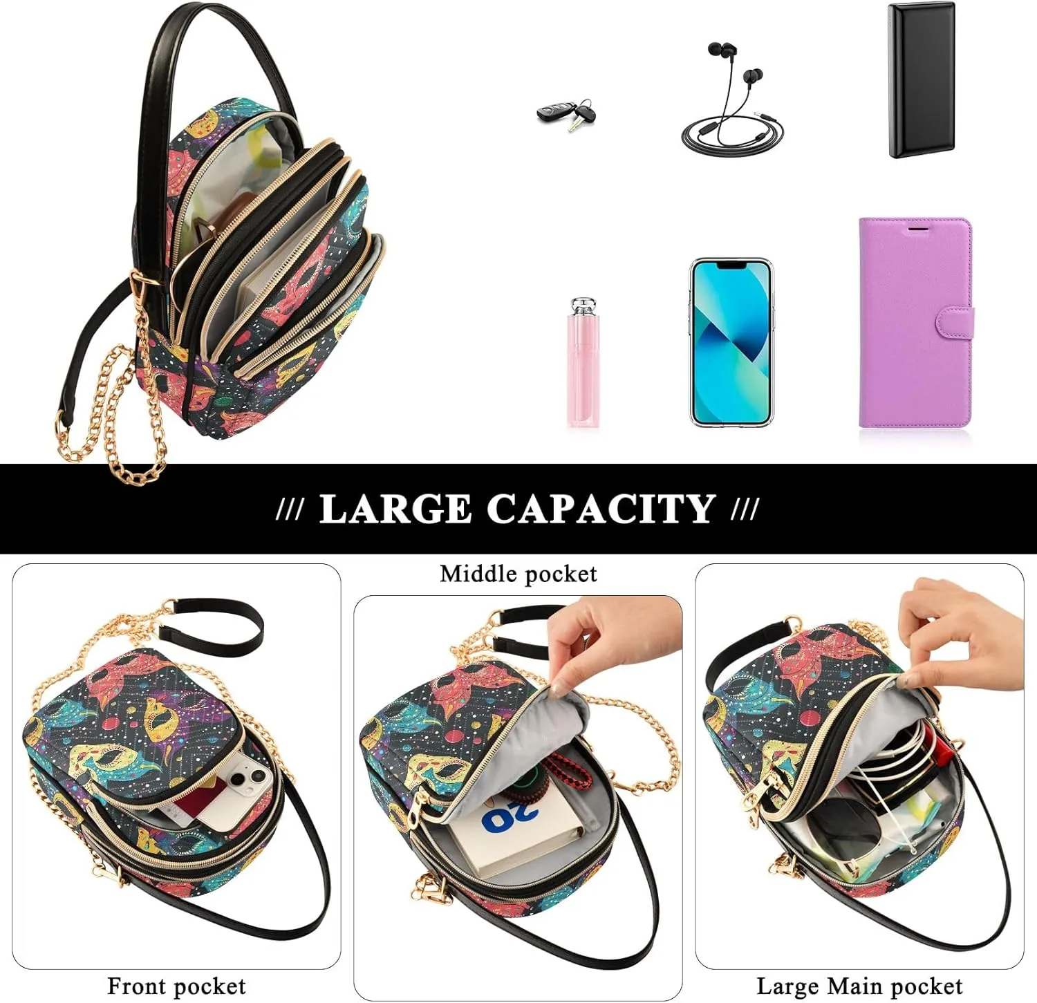 Women's Crossbody Bags Quilted Purse with Chain Phone Purse Handbag