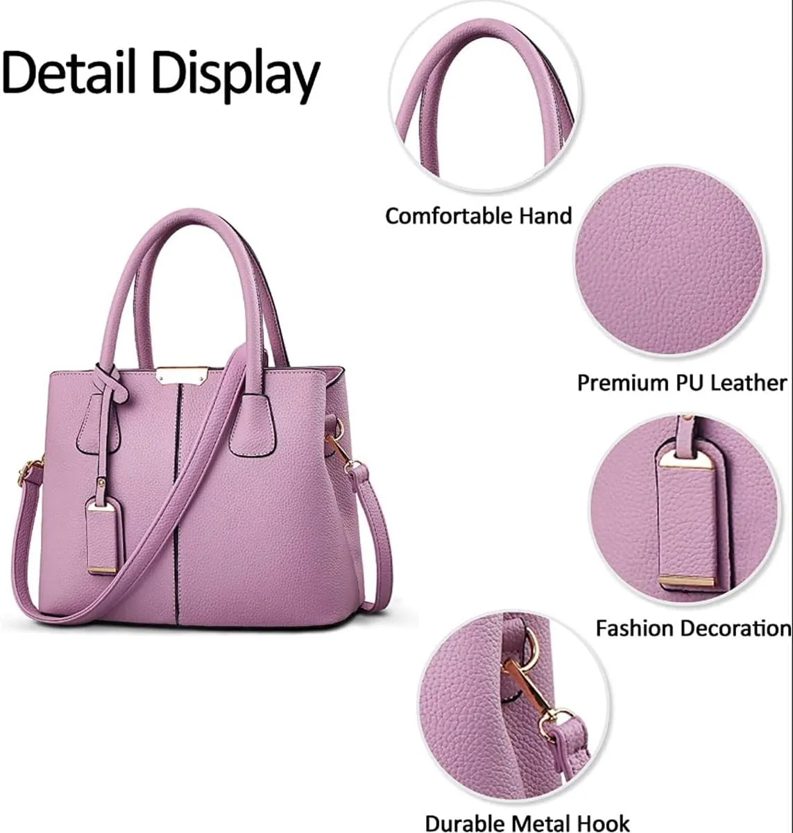 Womens Handbags and Purses Fashion Top Handle Satchel Tote PU Leather Shoulder Bags