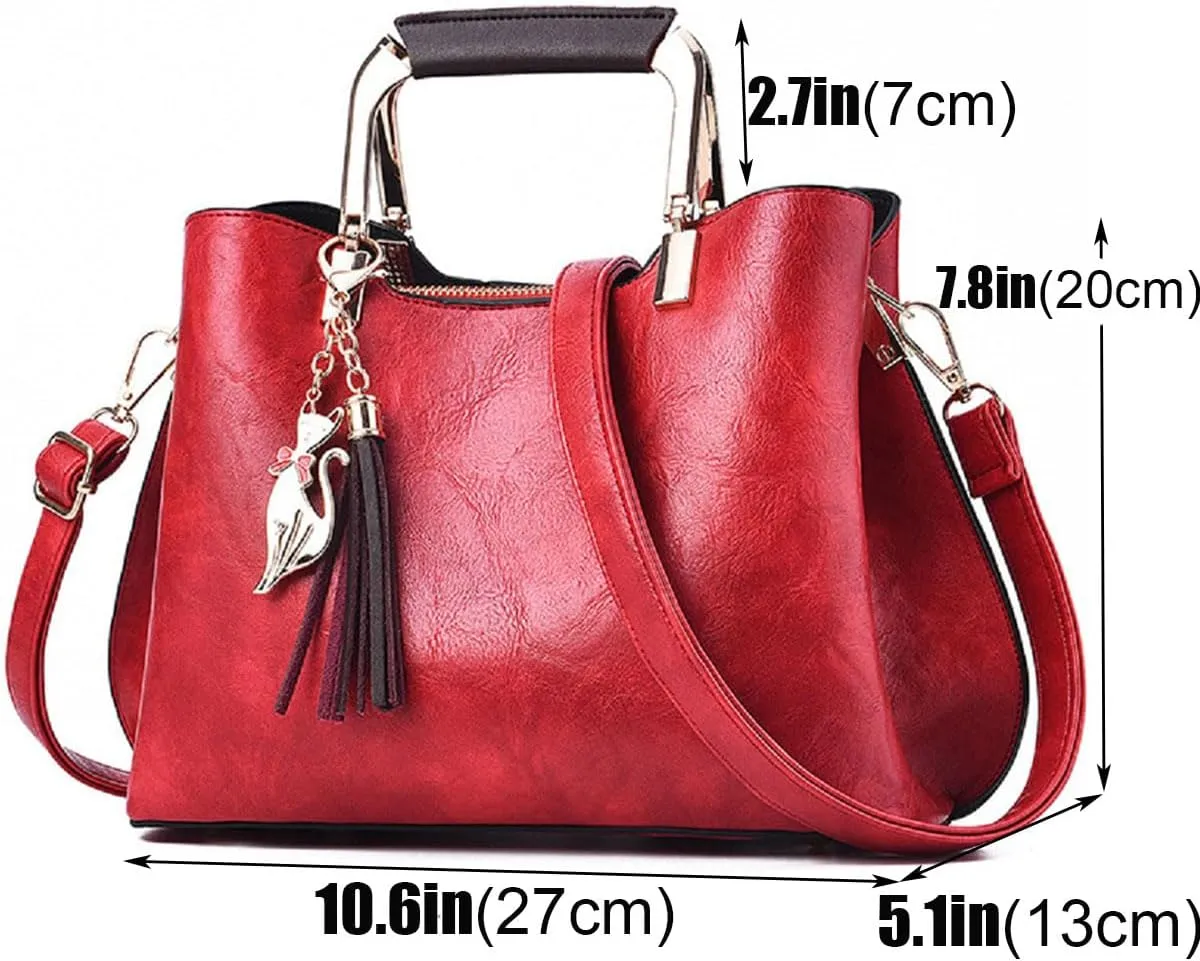 Womens Handbags and Purses Fashion Top Handle Satchel Tote PU Leather Shoulder Bags