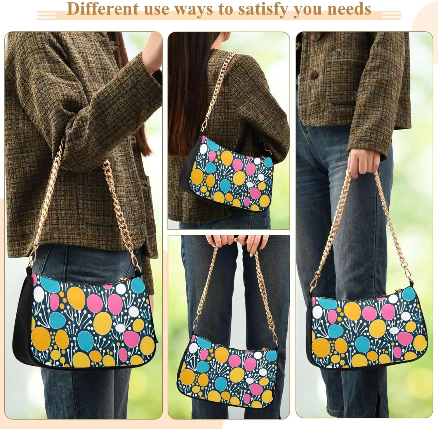 Women's Handbags Tote Crossbody Bag Stylish Purse Ladies Shoulder Bag Handbag 3d Neon Love Heart Crescent Bag