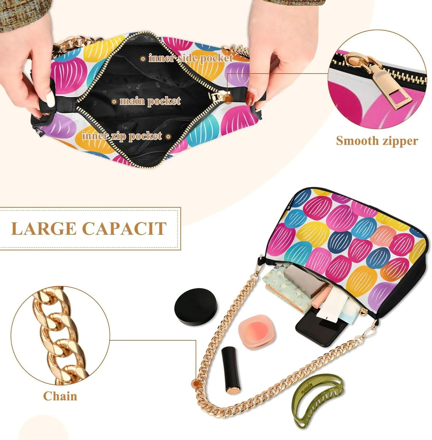 Women's Handbags Tote Crossbody Bag Stylish Purse Ladies Shoulder Bag Handbag 3d Neon Love Heart Crescent Bag