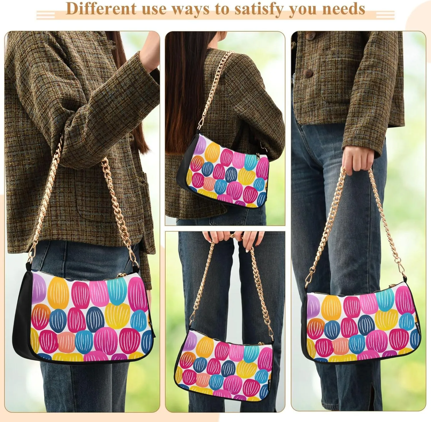 Women's Handbags Tote Crossbody Bag Stylish Purse Ladies Shoulder Bag Handbag 3d Neon Love Heart Crescent Bag