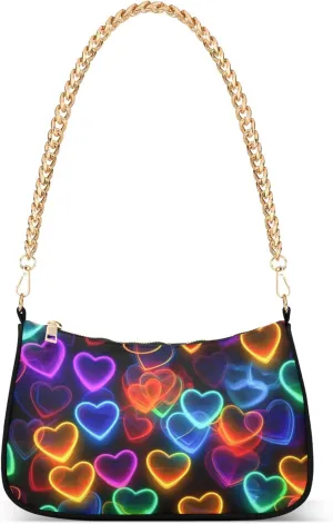 Women's Handbags Tote Crossbody Bag Stylish Purse Ladies Shoulder Bag Handbag 3d Neon Love Heart Crescent Bag