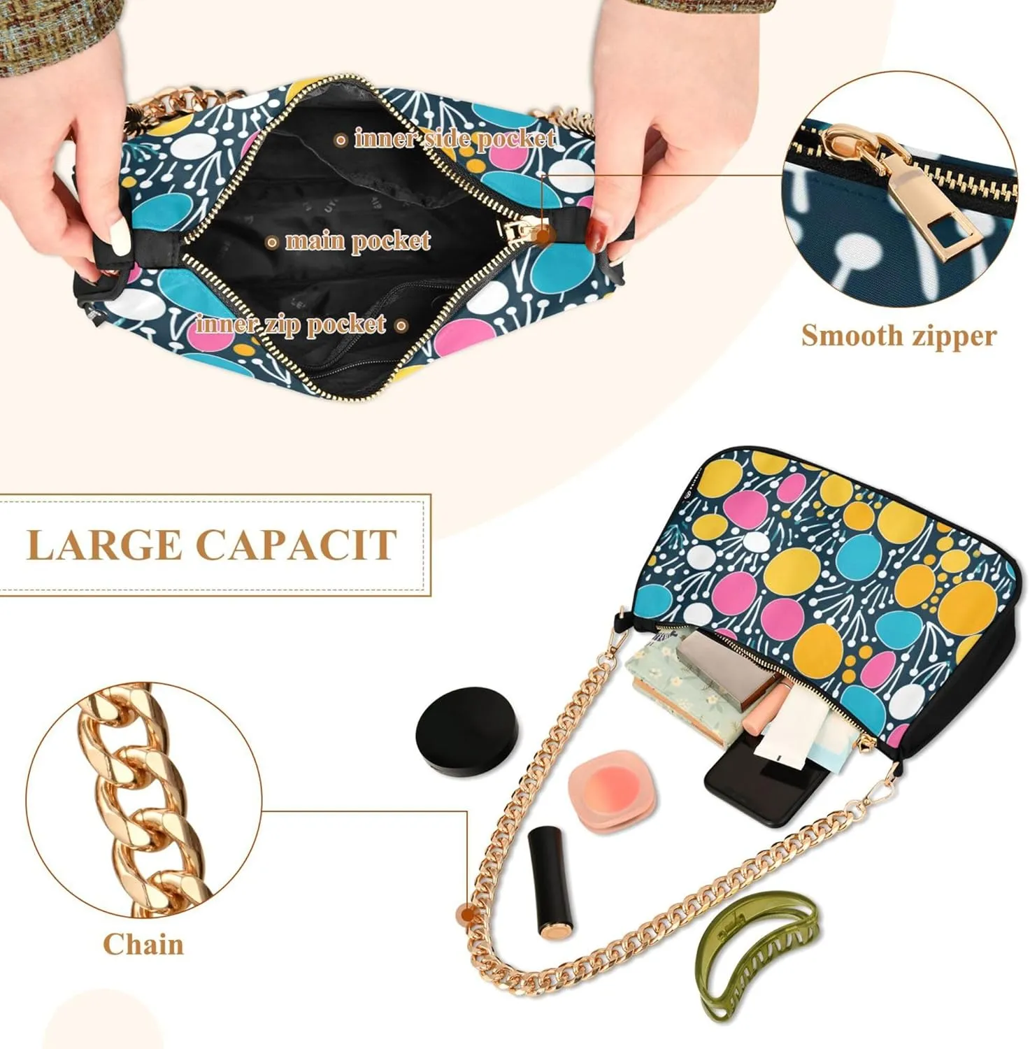 Women's Handbags Tote Crossbody Bag Stylish Purse Ladies Shoulder Bag Handbag 3d Neon Love Heart Crescent Bag
