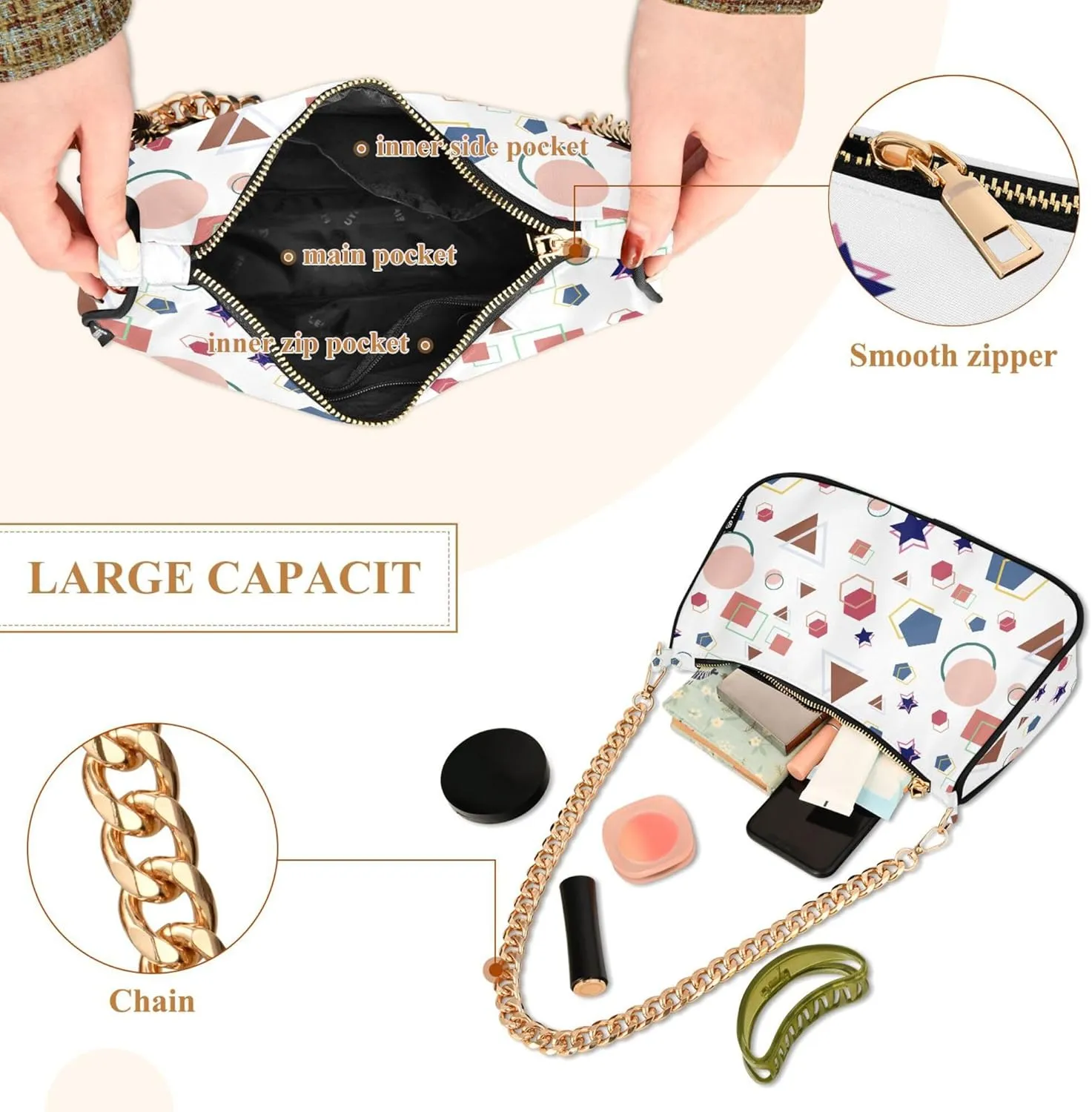 Women's Handbags Tote Crossbody Bag Stylish Purse Ladies Shoulder Bag Handbag Monochrome Checkerboard Crescent Bag