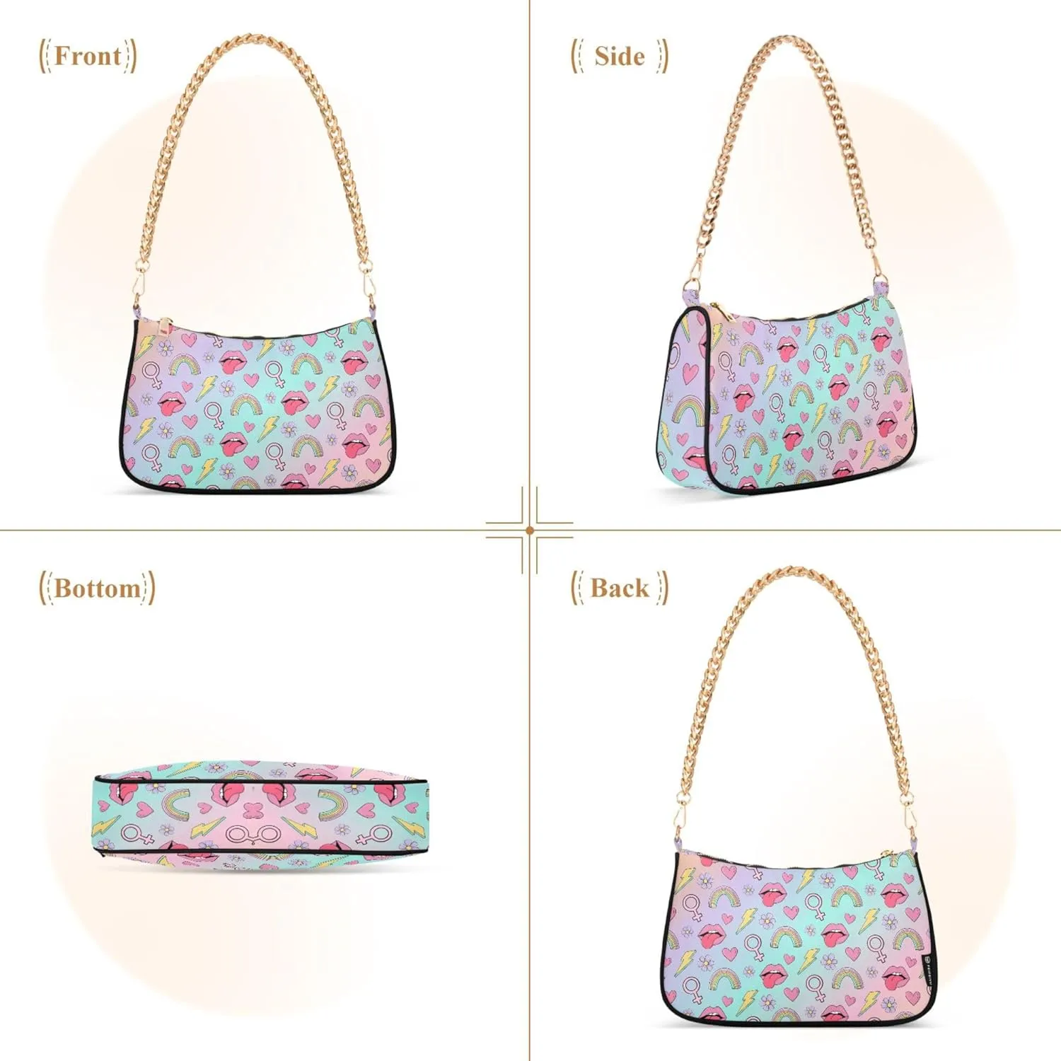 Women's Handbags Tote Crossbody Bag Stylish Purse Ladies Shoulder Bag Handbag Monochrome Checkerboard Crescent Bag