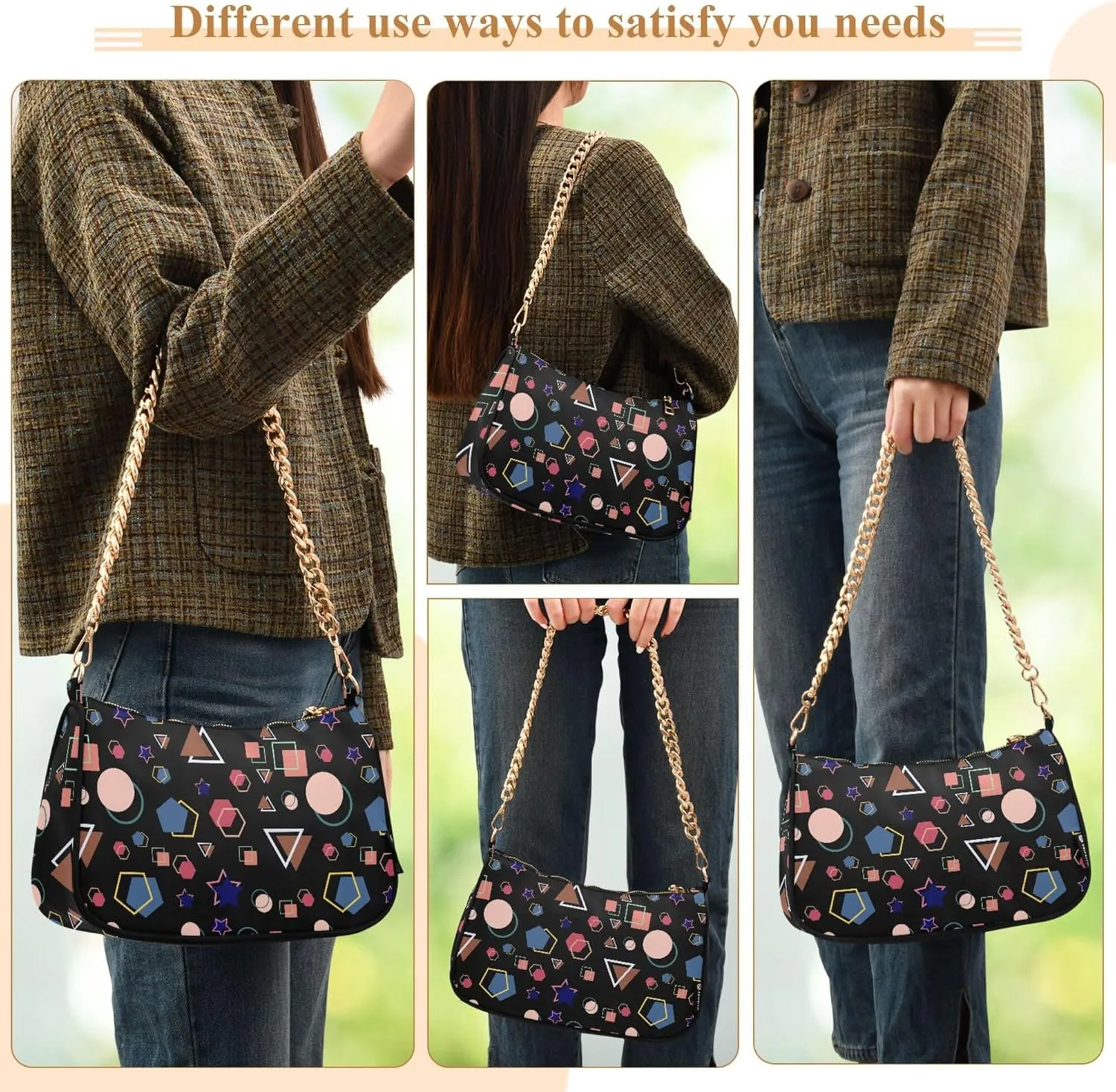 Women's Handbags Tote Crossbody Bag Stylish Purse Ladies Shoulder Bag Handbag Monochrome Checkerboard Crescent Bag