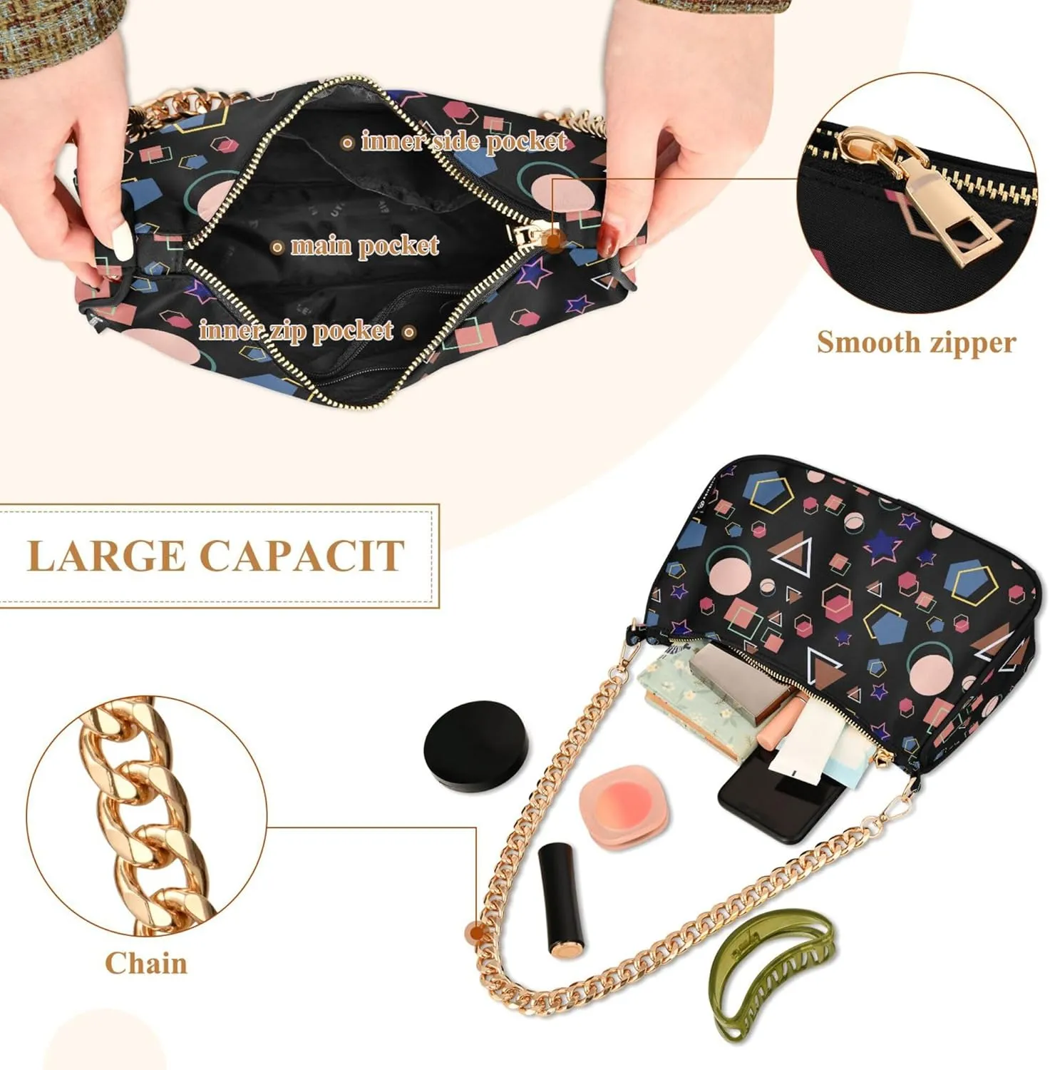 Women's Handbags Tote Crossbody Bag Stylish Purse Ladies Shoulder Bag Handbag Monochrome Checkerboard Crescent Bag