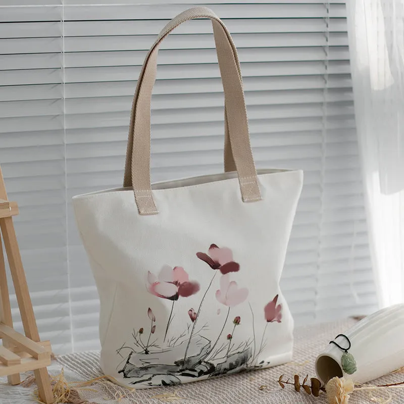 Women's Large Capacity Canvas Artistic Shoulder Tote Bag