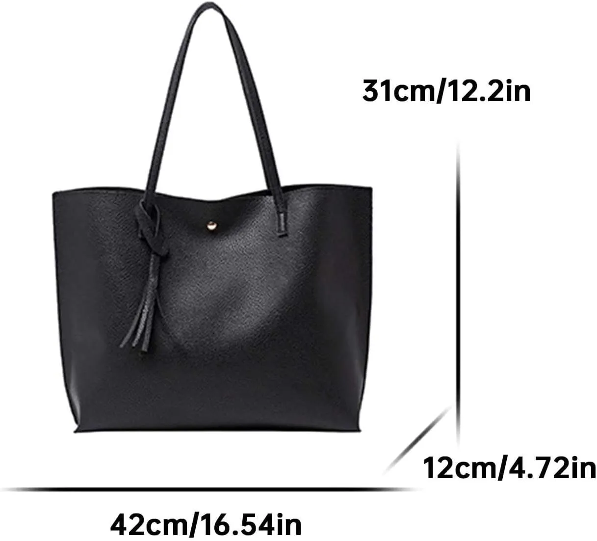 Women'S Soft Faux Leather Tote Shoulder Bag From Big Capacity Tassel Handbag Tote Purse with Pockets And