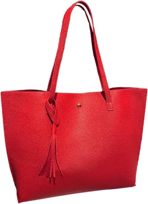 Women'S Soft Faux Leather Tote Shoulder Bag From Big Capacity Tassel Handbag Tote Purse with Pockets And