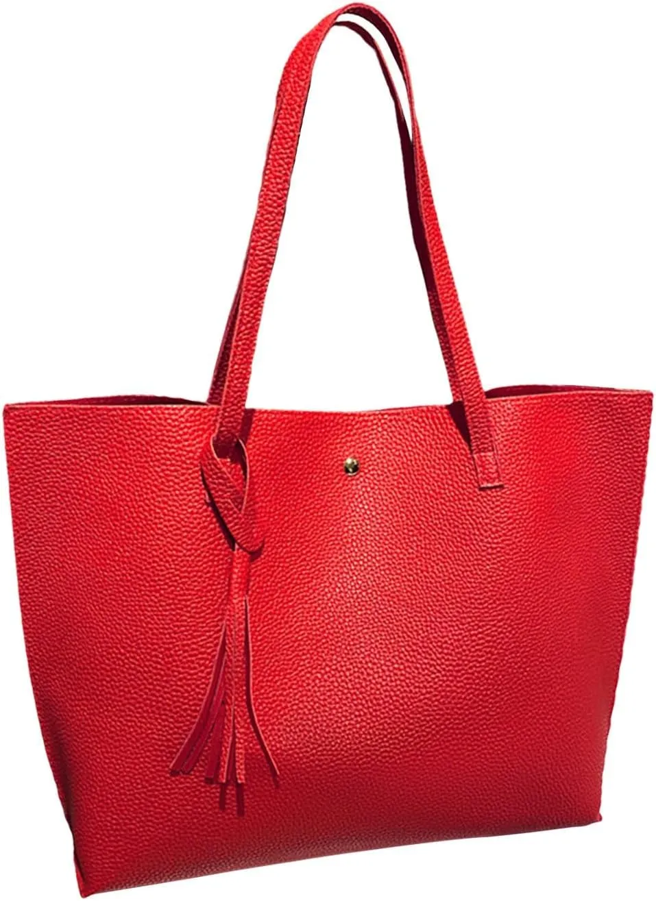 Women'S Soft Faux Leather Tote Shoulder Bag From Big Capacity Tassel Handbag Tote Purse with Pockets And