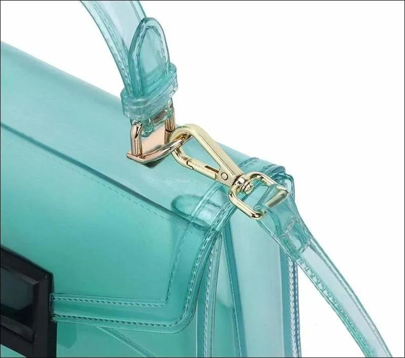Womens Transparent Jelly Top Handle Cross Body Shoulder Bag