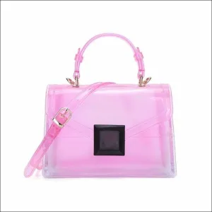 Womens Transparent Jelly Top Handle Cross Body Shoulder Bag