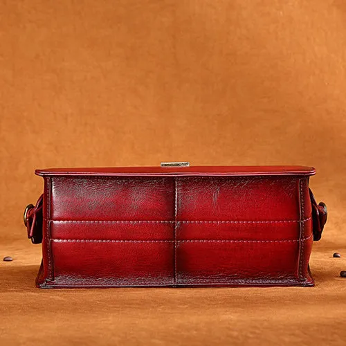 Women's Vintage Leather Doctor Bag Gladstone Bag Purse