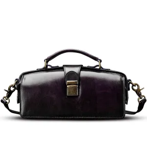 Women's Vintage Leather Doctor Bag Gladstone Bag Purse