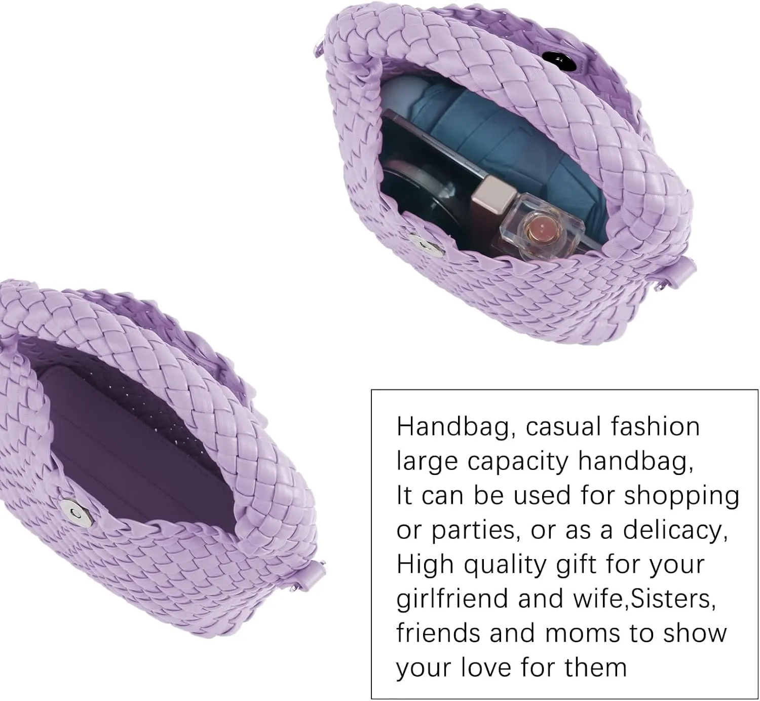 Woven Tote Bag for Women Soft Leather Tote Handbags Fashion Woven Shoulder Bag for Women DailyShopping