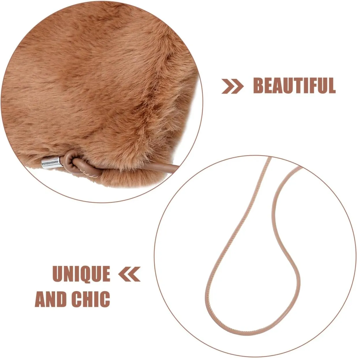 WRITWAA Plush Shoulder Bag Mobile Phone Case Woman Tote Bags for Women Shoulder Bags for Women Shoulder Bag Shoulder Bag for Women Storage Bag Polyester Brown