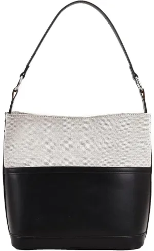 WUURAA Contrast Colour Women Bucket Bag PU Leather Shoulder Bag Elegant Vintage Handbag Large Capacity Ladies Shopping Bag Black, black