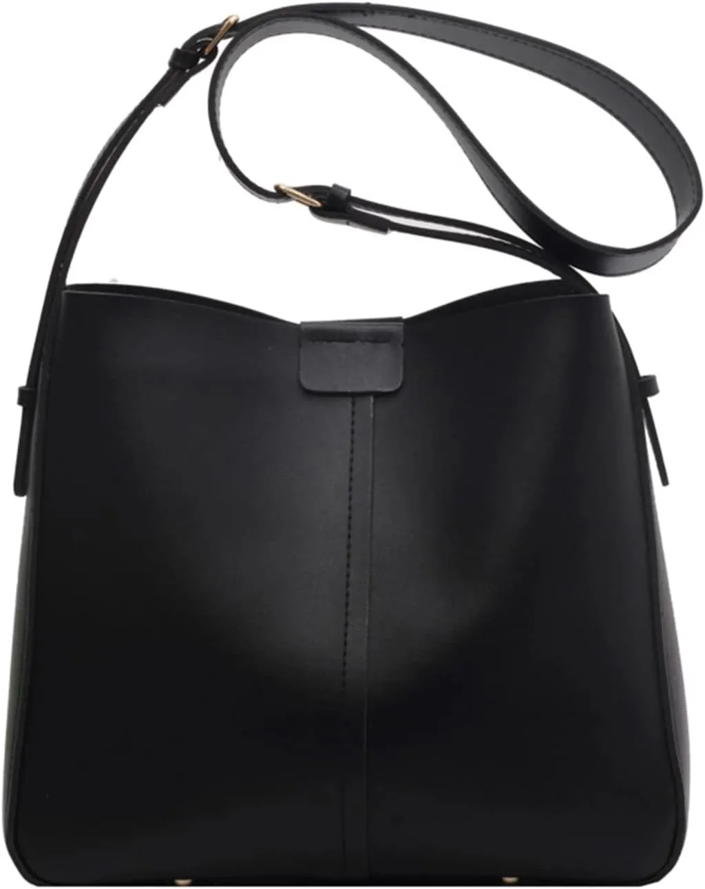 WUURAA Crossbody Bucket Bags for Women Vintage Small PU Leather Shoulder Bag Female Plain Handbags and Purses, Black, black
