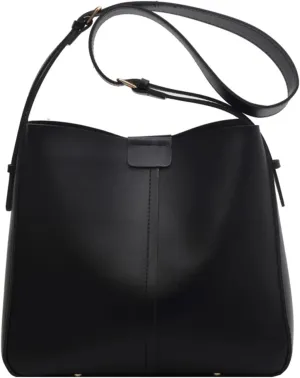 WUURAA Crossbody Bucket Bags for Women Vintage Small PU Leather Shoulder Bag Female Plain Handbags and Purses, Black, black