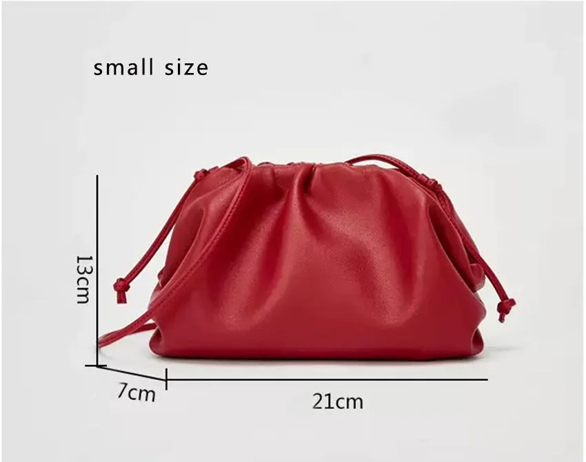 YAAGLE Fashion Female Real Leather Ruffled Drawstring Clutch Bag YG00265