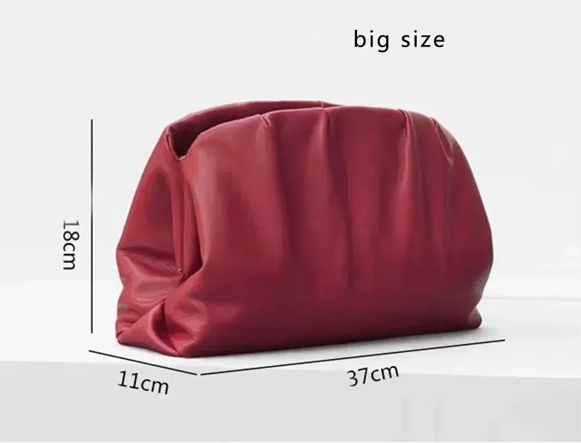 YAAGLE Fashion Female Real Leather Ruffled Drawstring Clutch Bag YG00265