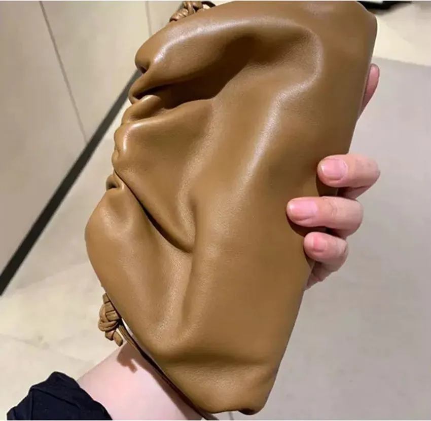 YAAGLE Fashion Female Real Leather Ruffled Drawstring Clutch Bag YG00265