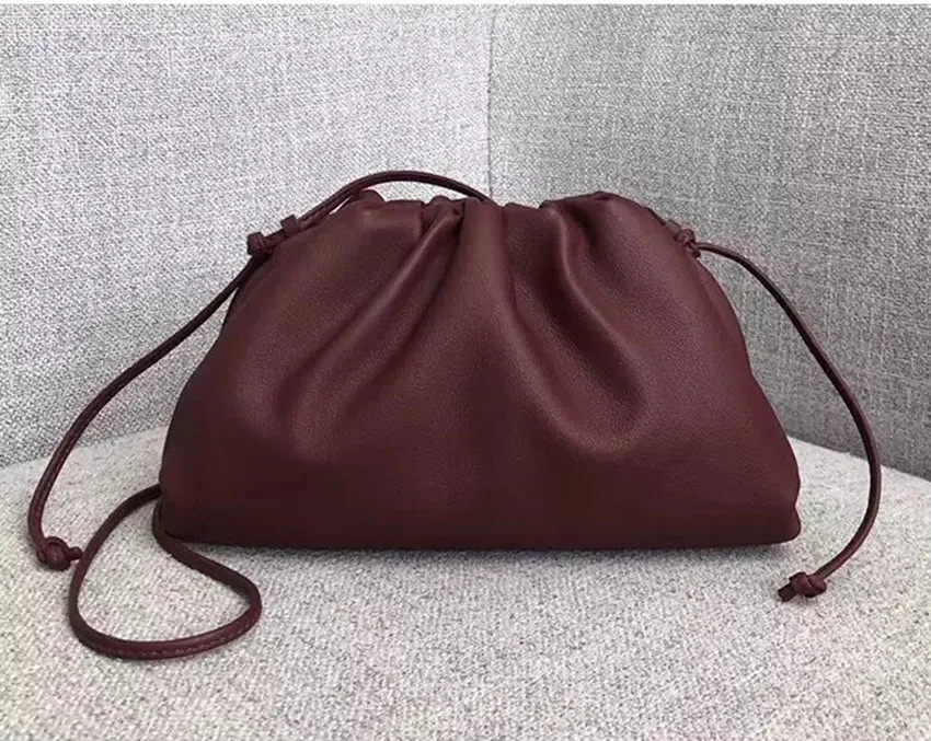 YAAGLE Fashion Female Real Leather Ruffled Drawstring Clutch Bag YG00265