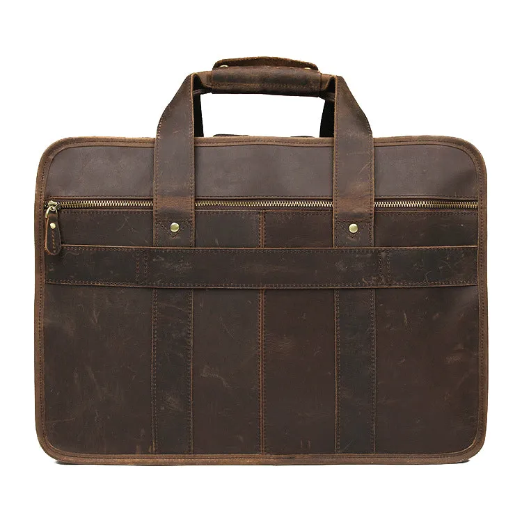 YAAGLE Multi-pockets Crazy Horse Leather Briefcase Handbag for Men YG7387